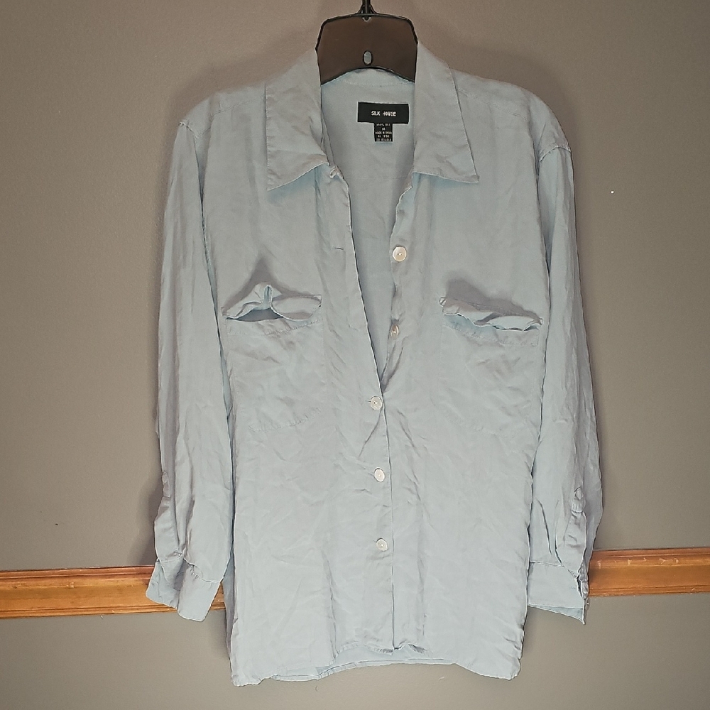 Silk House Blue Silk Shirt